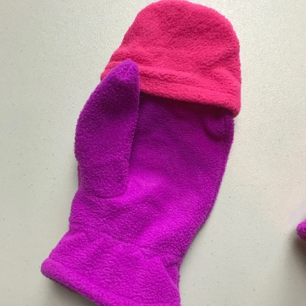 Pink and Orange Convertible Gloves for Girls